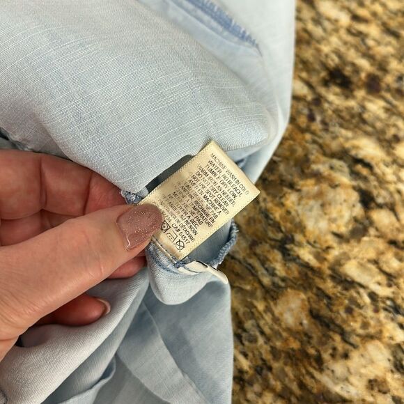 Cloth & Stone Rolled-Hem Short Sleeve Utility Romper In Light Blue Size L - Picture 7 of 11